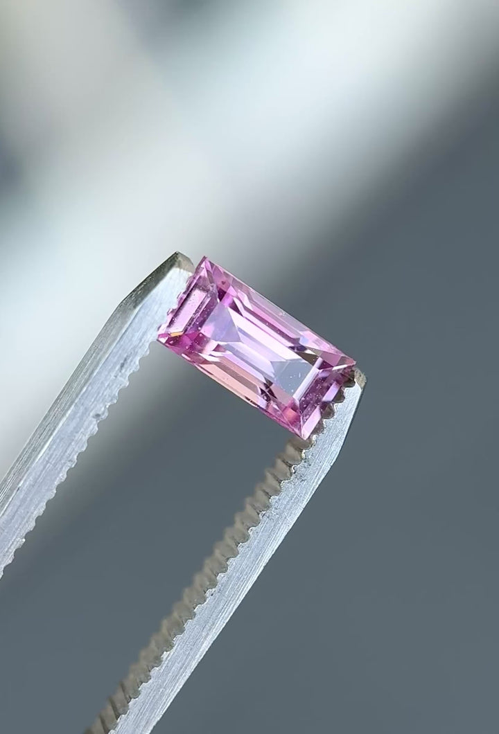 1.51CT Sapphire: Vivid Pink Custom Elongated Baguette Step Cut