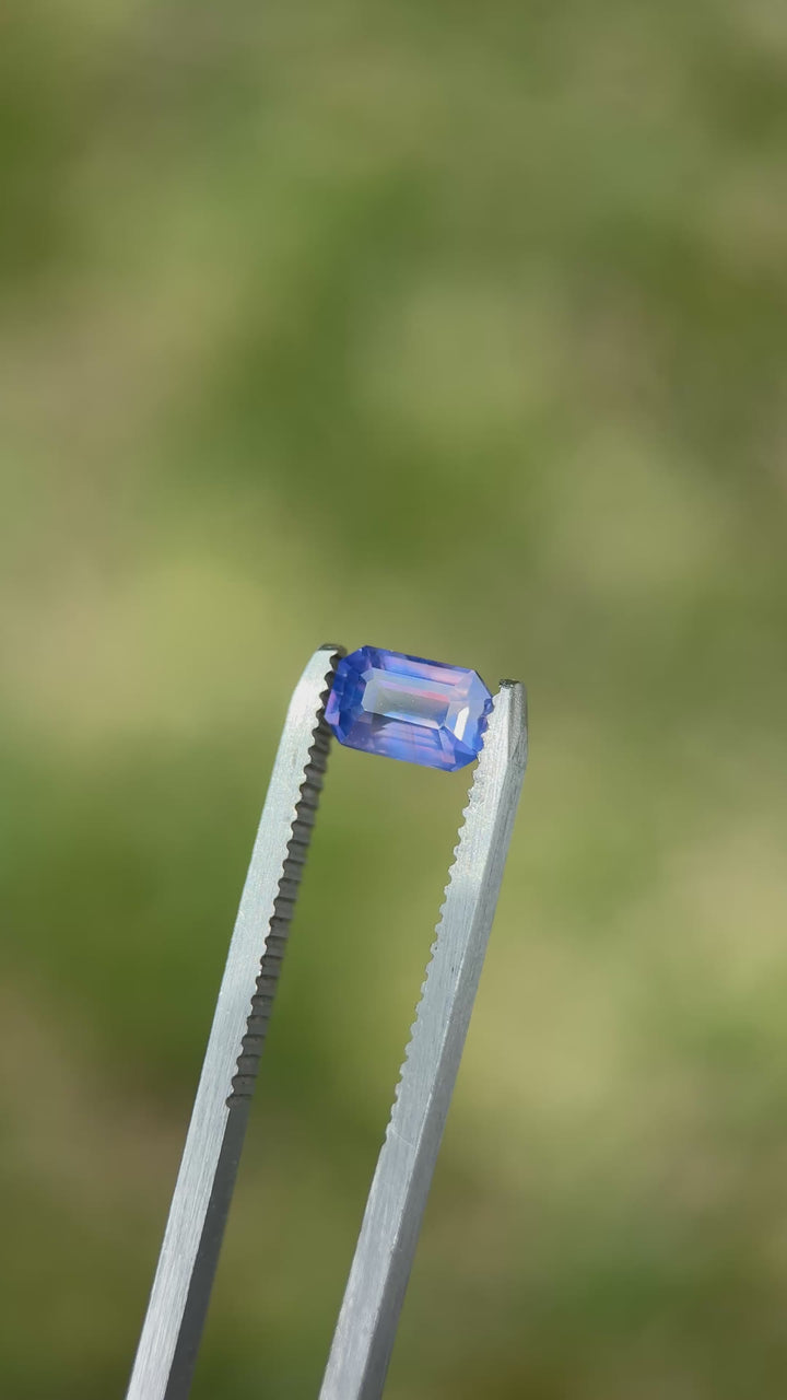 1.23CT Sapphire: Peach Pink Violet Purple Parti Precision Emerald Cut