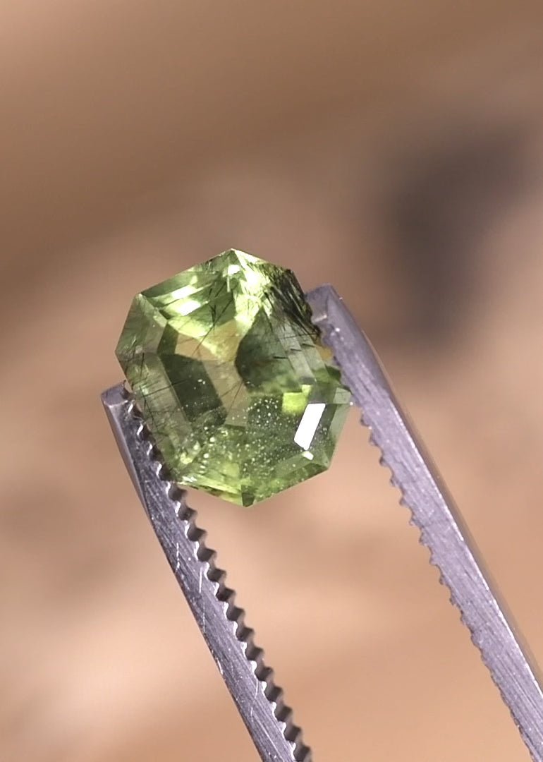 2.99CT Peridot: Green Black Emerald Cut