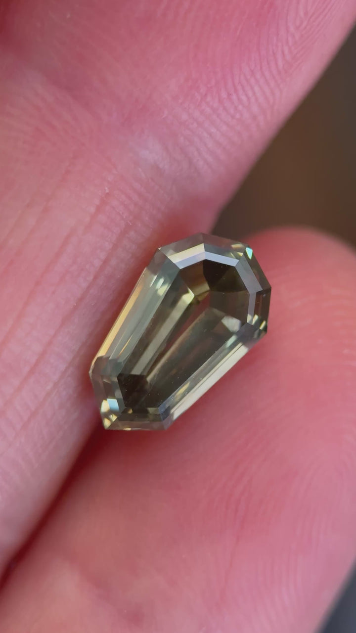 3.00CT Diamond: Fancy Green Gray Shield Step Cut