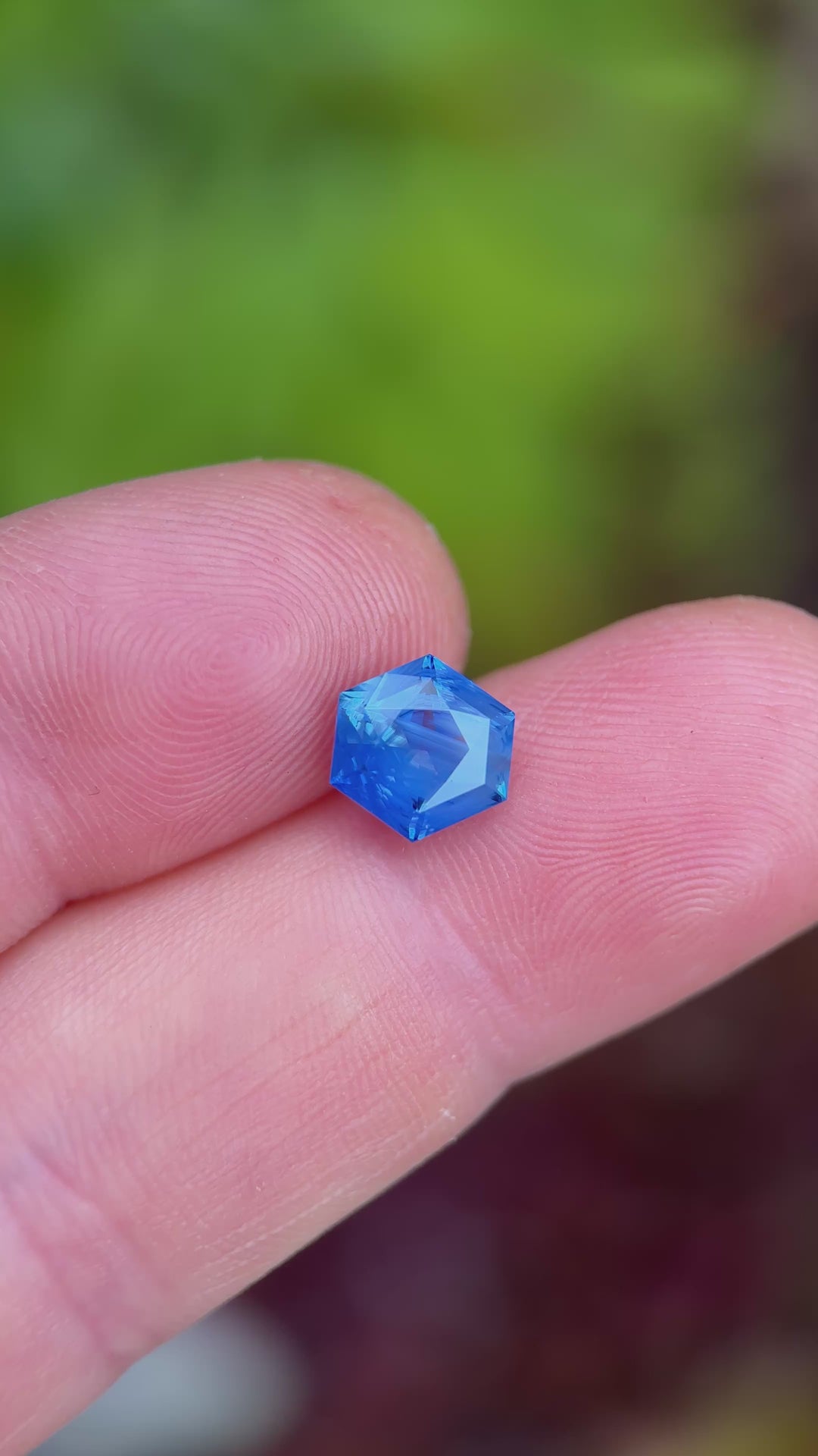 3.09CT Sapphire: Opalescent Royal Blue Precision Custom Hexagonal Mix Cut