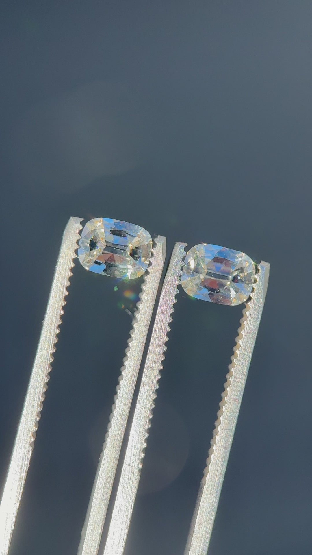 0.92CTW Matched Diamond Pair: S-T VS1 Antique Old Mine Cut Cushion