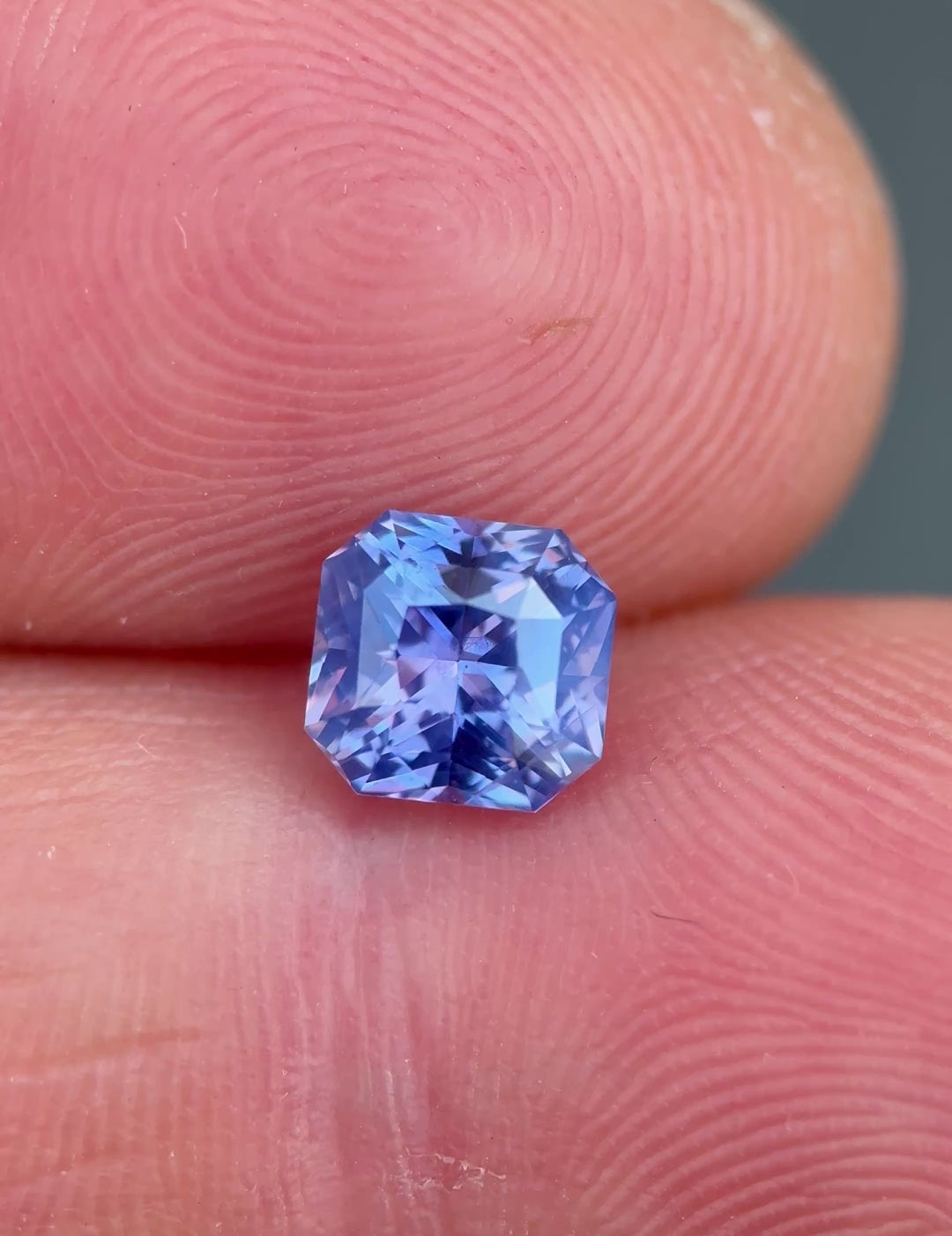 1.31CT Sapphire: Opalescent Vivid Pinkish Blue Purple Precision Custom Squared Octagon Radiant Cut