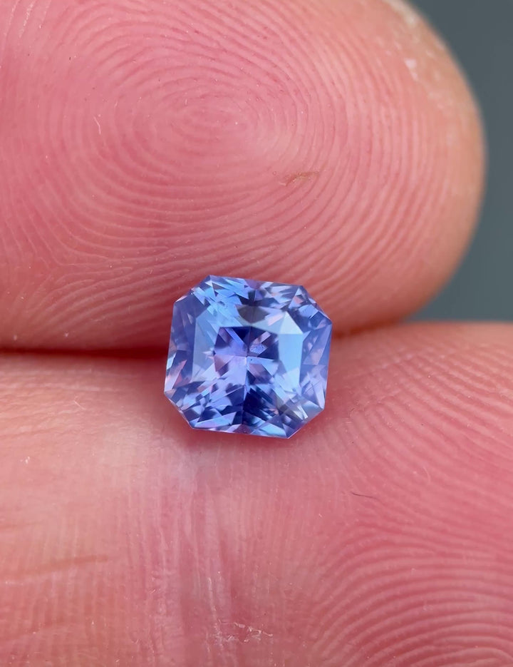 1.31CT Sapphire: Opalescent Vivid Pinkish Blue Purple Precision Custom Squared Octagon Radiant Cut