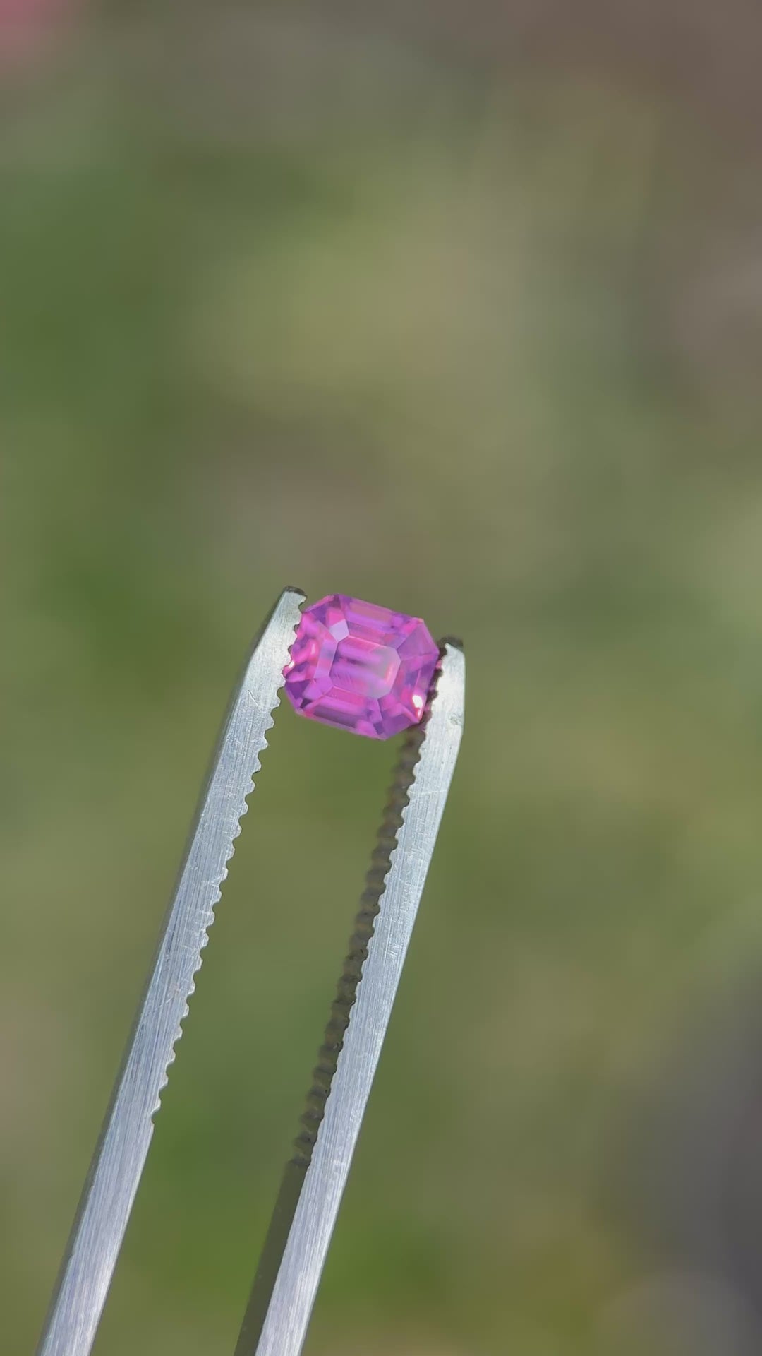 1.05CT Sapphire: Vivid Purplish Pink Opalescent Precision Emerald Cut