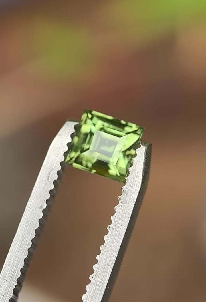 1.04ct Sapphire: Olive Green Antique Style Carre Cut