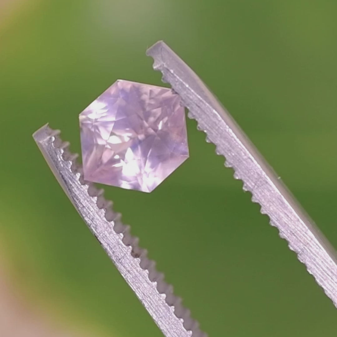 1.59CT Sapphire: Pastel Pink Opalescent Custom Geometric Hexagon Cut