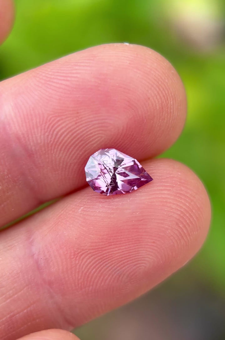 1.62CT Sapphire: Rutilated Rose Pink Precision Custom Geo Pear Mix Cut