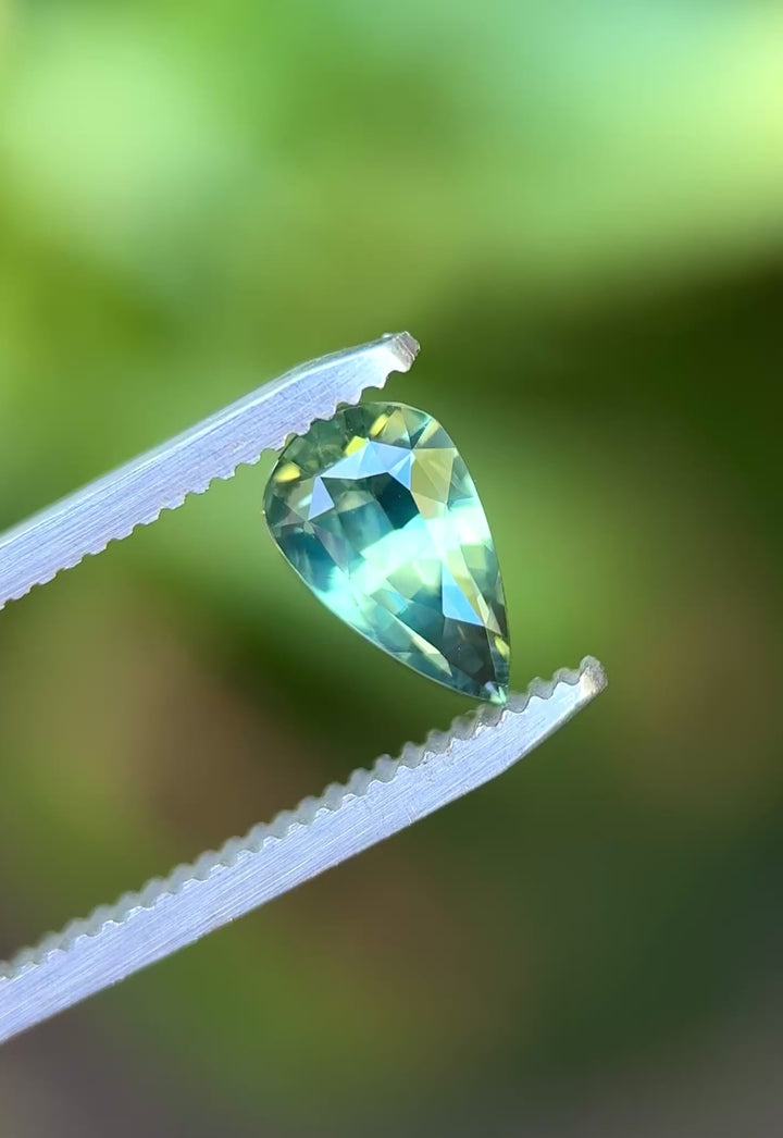 2.07CT Sapphire: Opalescent Teal Blue Green Precision Pear Mix Cut