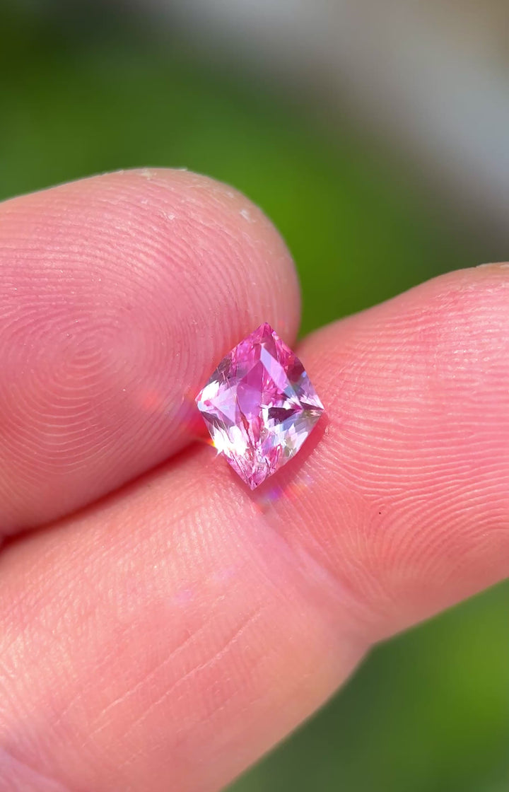 2.06CT Sapphire: Vibrant Strawberry Pink Precision Custom Rhombus Kite Brilliant Cut