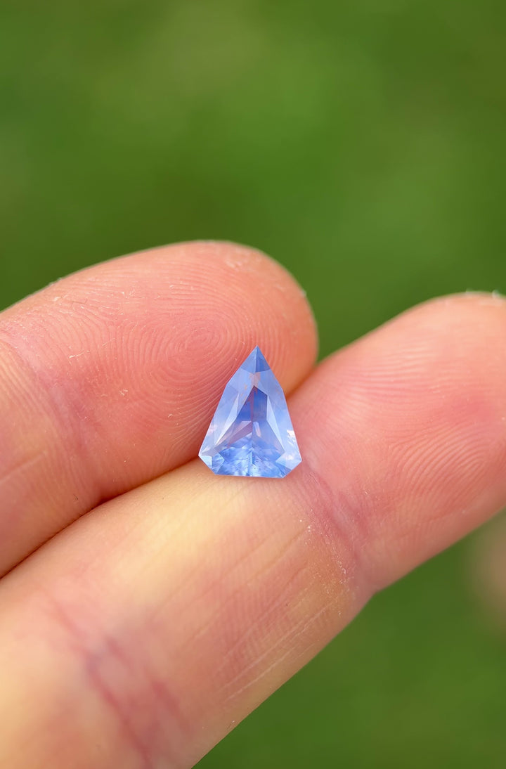 2.00CT Sapphire: Opalescent White Blue Parti Precision Custom Shield Mixed Cut