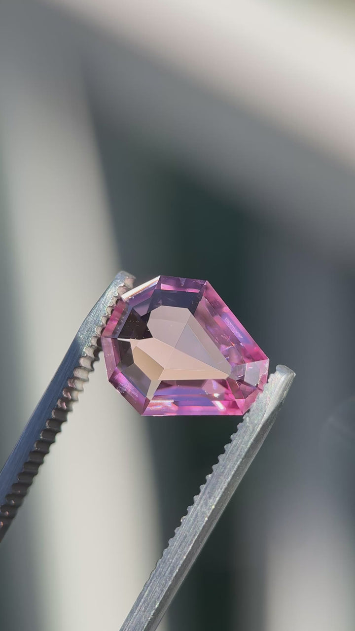 3.87 Spinel: Vivid Pink Custom Shield Step Cut Tweezer Video