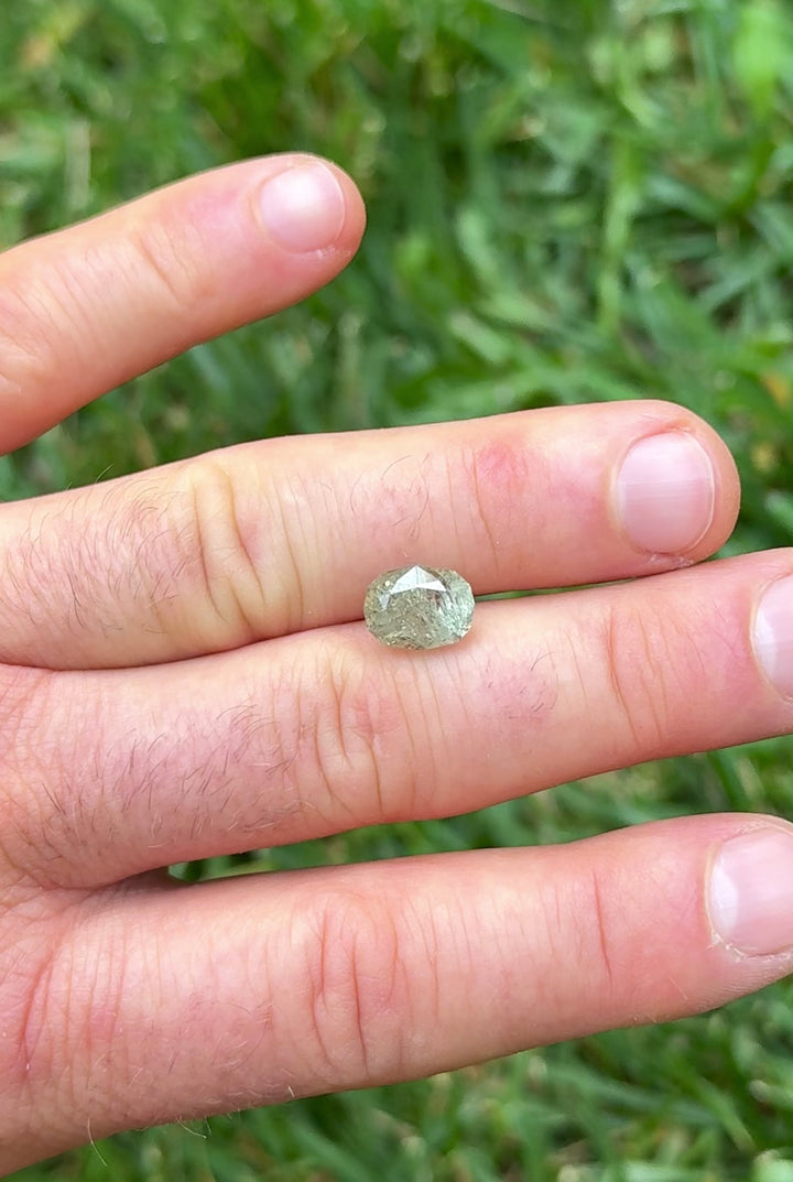 2.28CT Sapphire: Earthy Green Color shift to Earthy Faint Pink Peach Custom Oval Brilliant