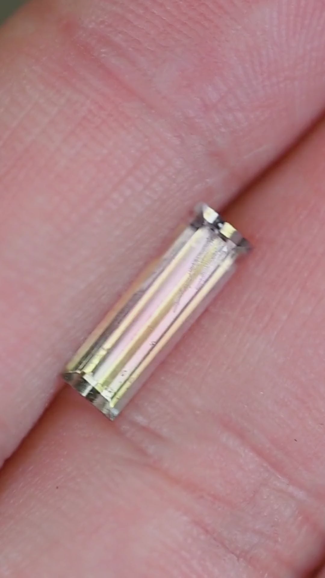 1.16CT Tourmaline: Bi Color Watermelon Pastel Green Pink Precision Elongated Emerald Cut