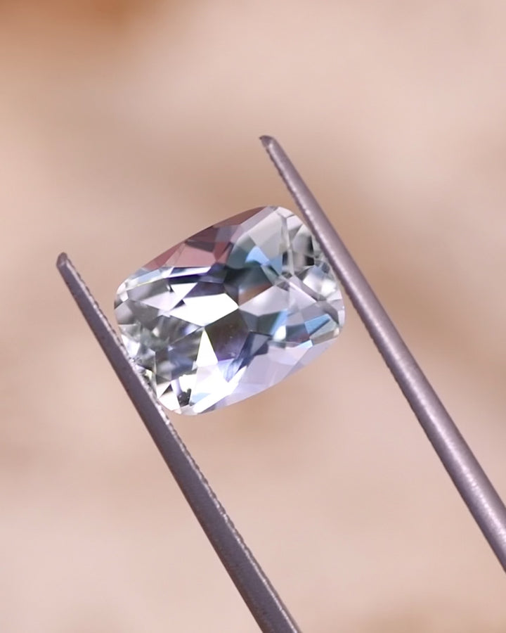 2.85CT Aquamarine: Pale Blue Green Modified Cushion