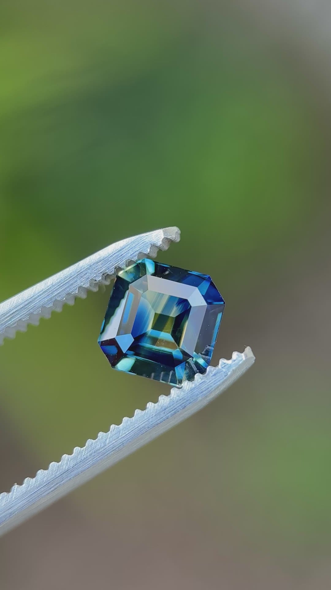2.05CT Sapphire: Parti Yellow Teal Blue Green Precision Custom Antique Squared Emerald Cut