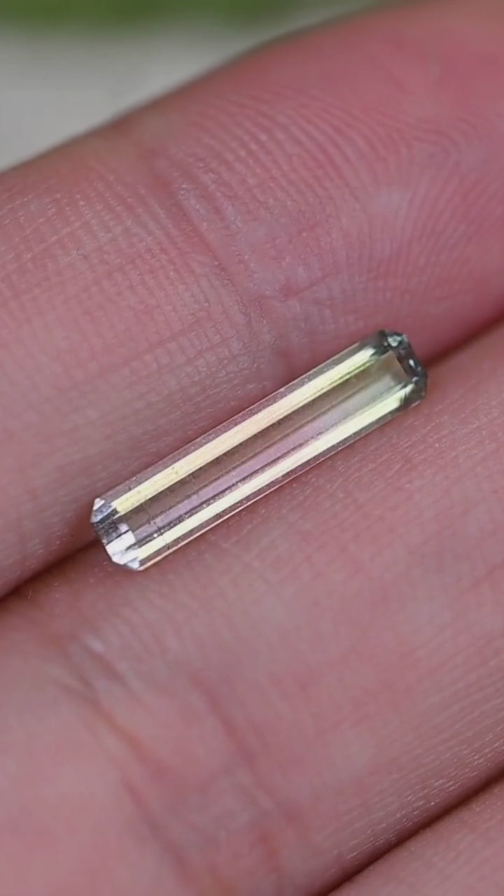 1.58CT Tourmaline: Bi Color Watermelon Pastel Green Pink Precision Elongated Emerald Cut