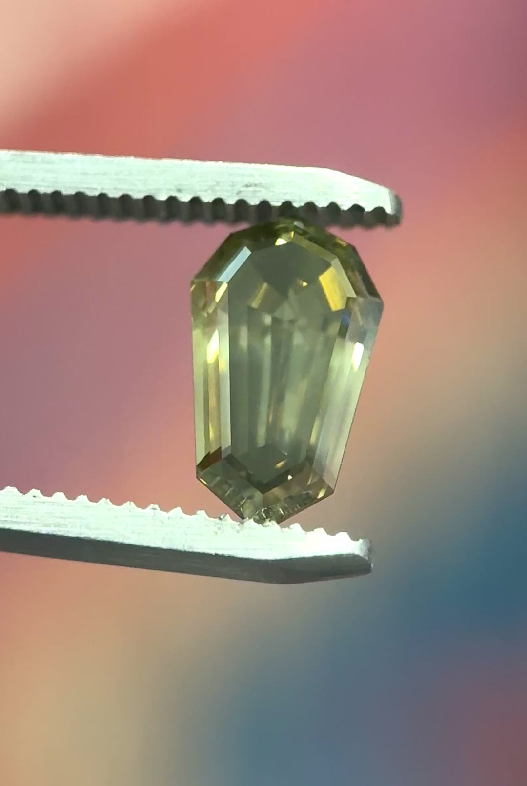 3.00CT Diamond: Fancy Green Gray Shield Step Cut
