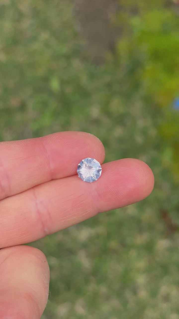 2.85CT Sapphire: Opalescent Silver Lavender Lilac Precision Custom Round Brilliant Fantasy Cut