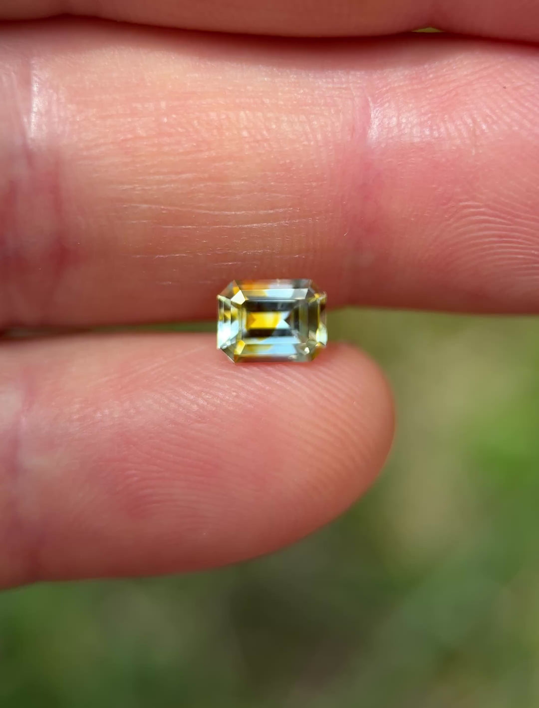 1.10 Sapphire: Orange Yellow Colorless Parti Precision Emerald Cut