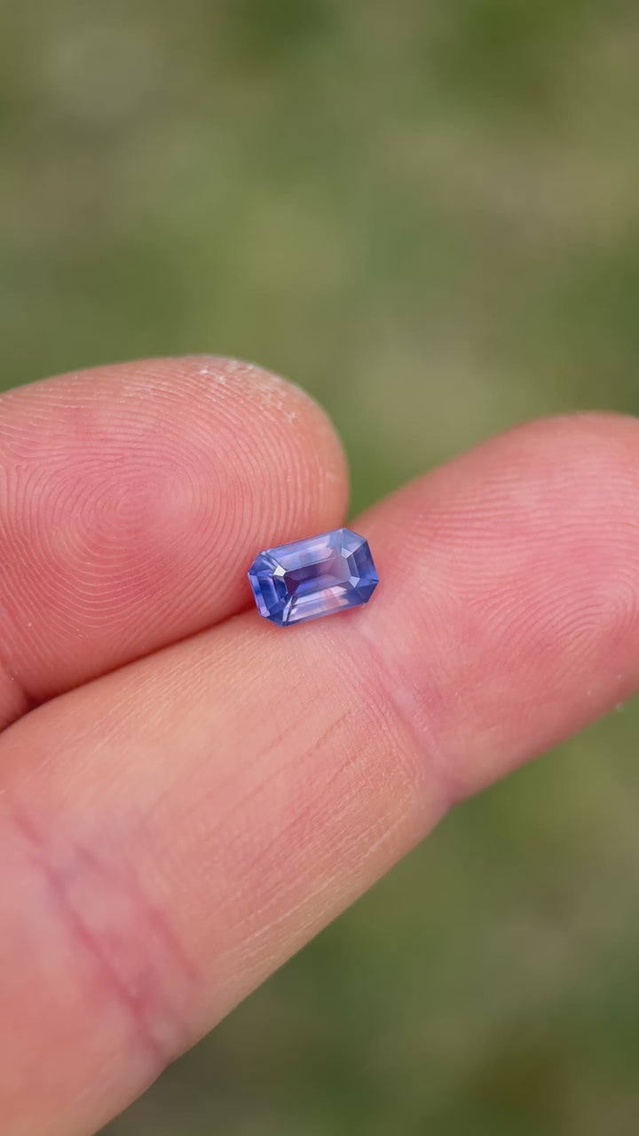 1.23CT Sapphire: Peach Pink Violet Purple Parti Precision Emerald Cut