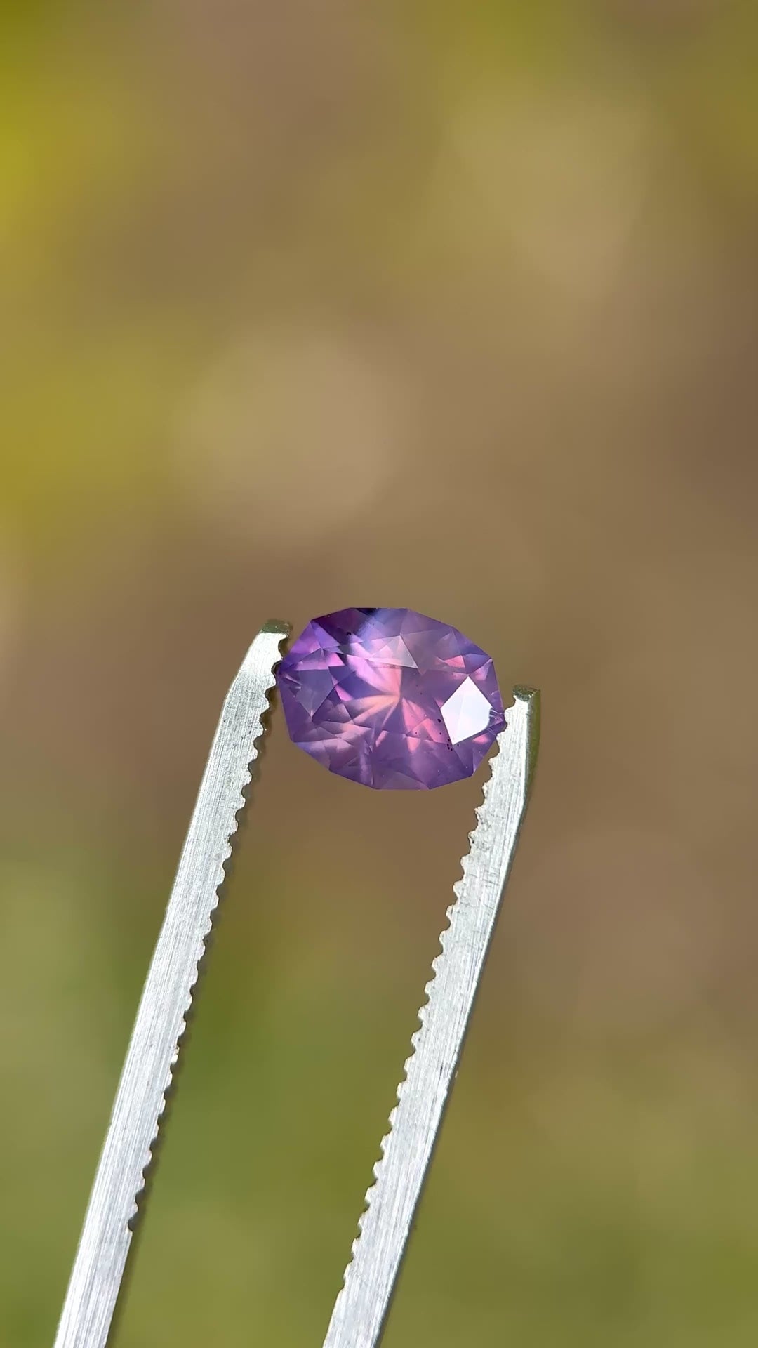 1.49CT Sapphire: Peach Pink Violet Purple Parti Precision Geo Oval Brilliant Cut