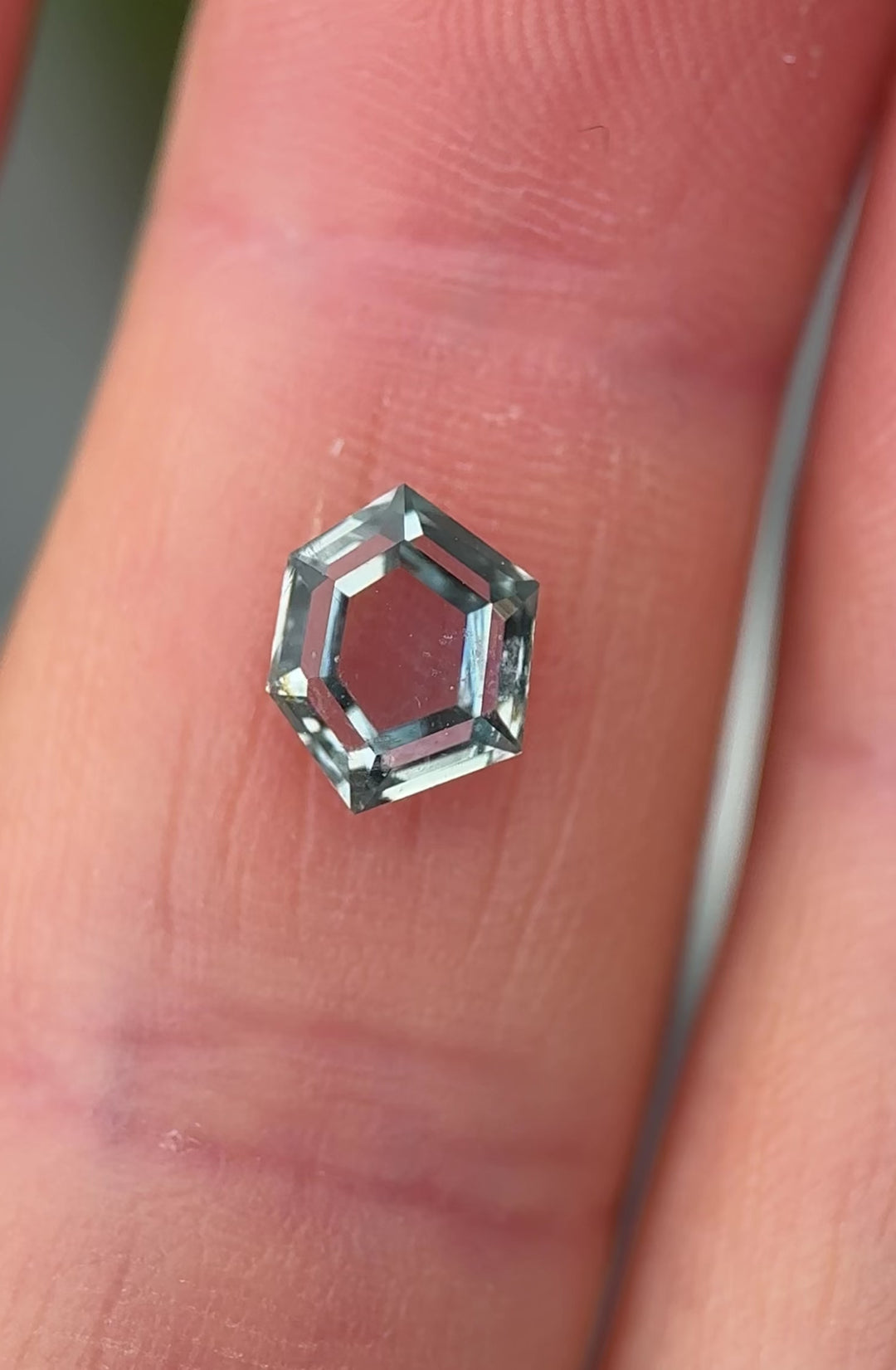 1.55CT Sapphire: Silvery Aqua Teal Blue Hexagon Portrait Step Cut