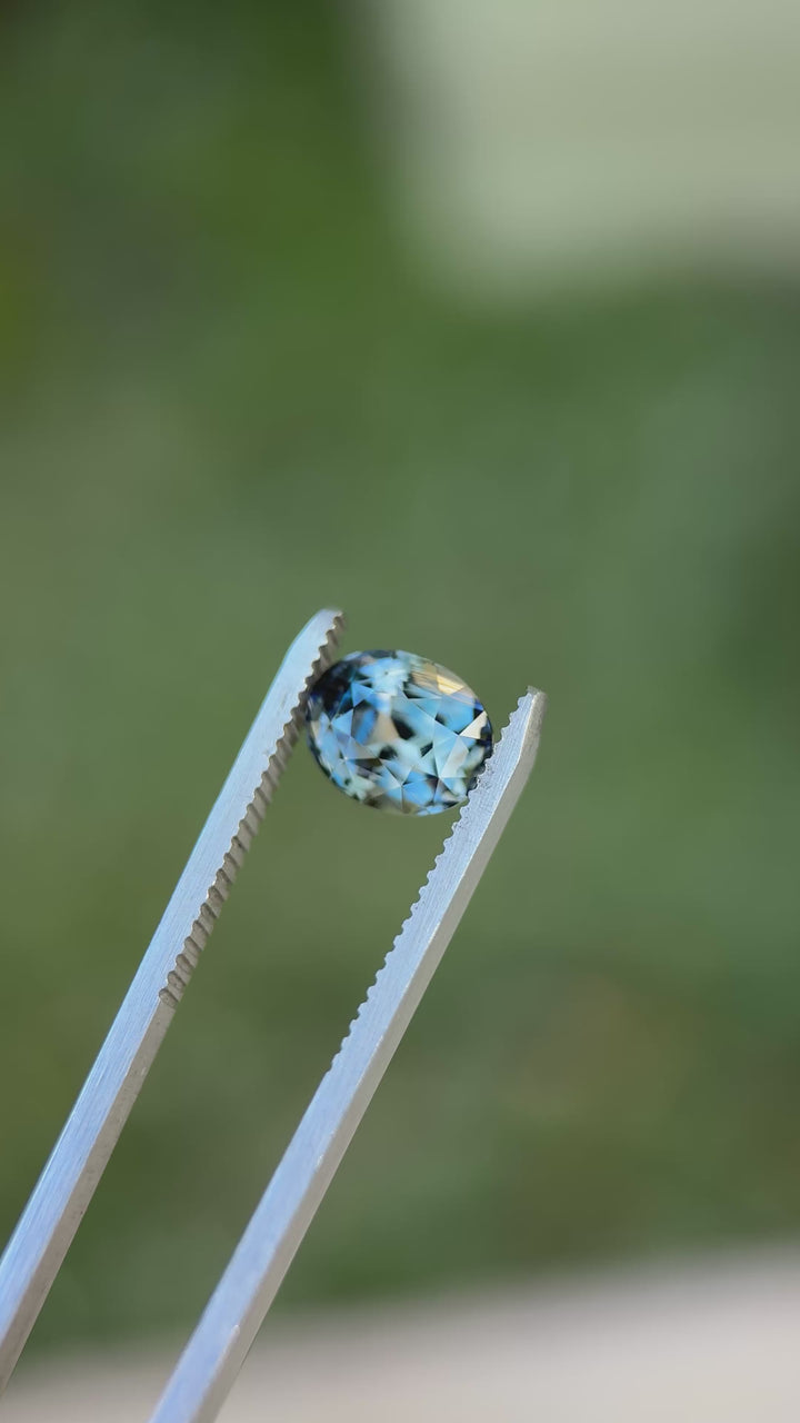 4.10CT Sapphire: Gray Blue Parti Precision Oval Mixed Cut
