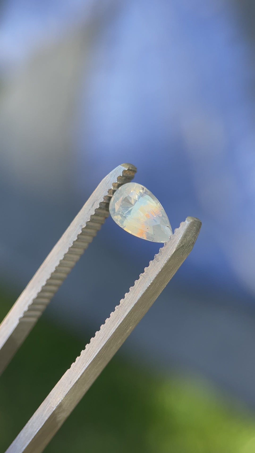 High-resolution detail of unheated sapphire with pastel hues.