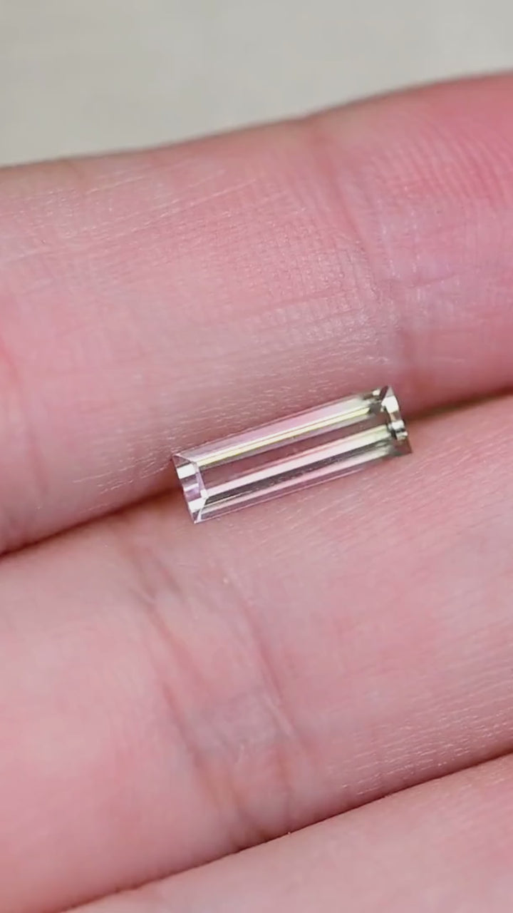 1.06CT Tourmaline: Bi Color Watermelon Pastel Green Pink Precision Elongated Emerald Cut