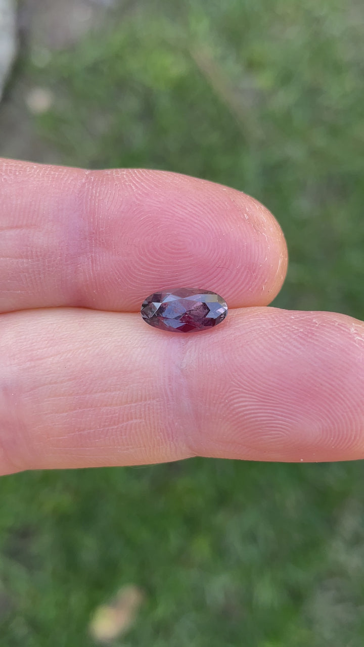 Video of a 1.63ct Moval-Cut Sapphire on hand – Dusty Rose & Mauve Beauty in Motion