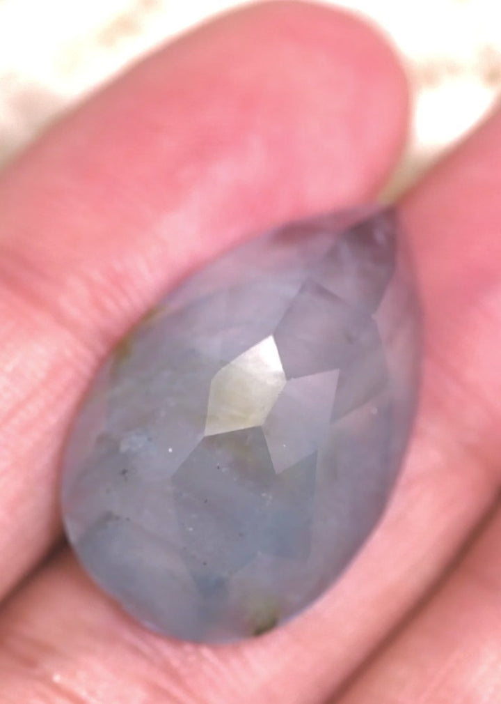 21.10CT Aquamarine: Medium Blue Green Pear Rose Cut