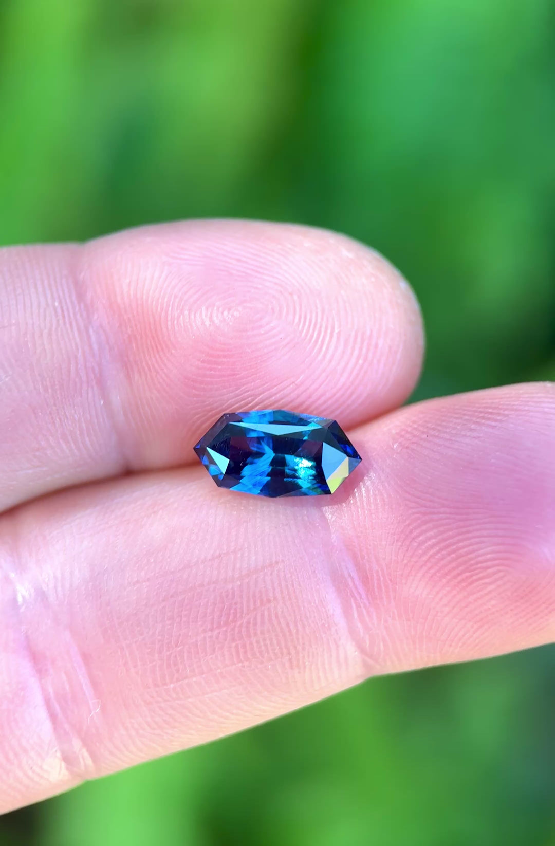 3.03CT Sapphire: Vivid Royal Teal Blue Precision Custom Geo Marquise - Elongated Octagon Mix Cut
