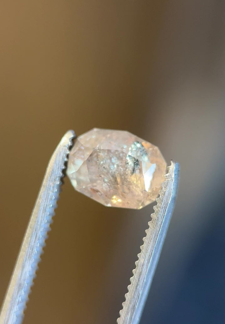 2.28CT Sapphire: Earthy Green Color shift to Earthy Faint Pink Peach Custom Oval Brilliant