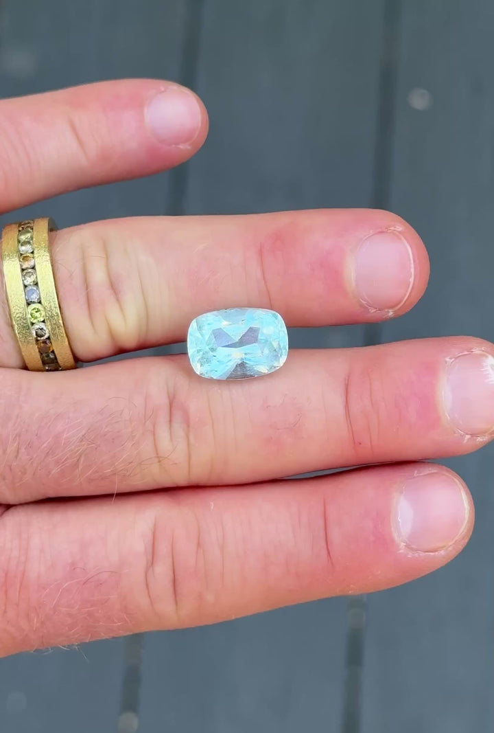 7.30CT Colorado Aquamarine: Icy Sky Blue Custom Antique Style Cushion