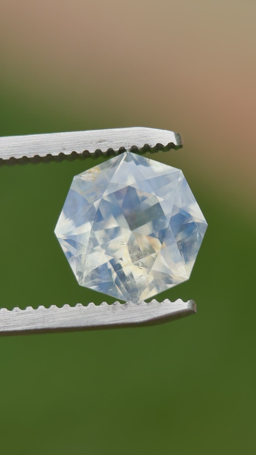 5.15CT Sapphire: Icy Blue White Opalescent Ultra Precision Octagon Mixed Brilliant