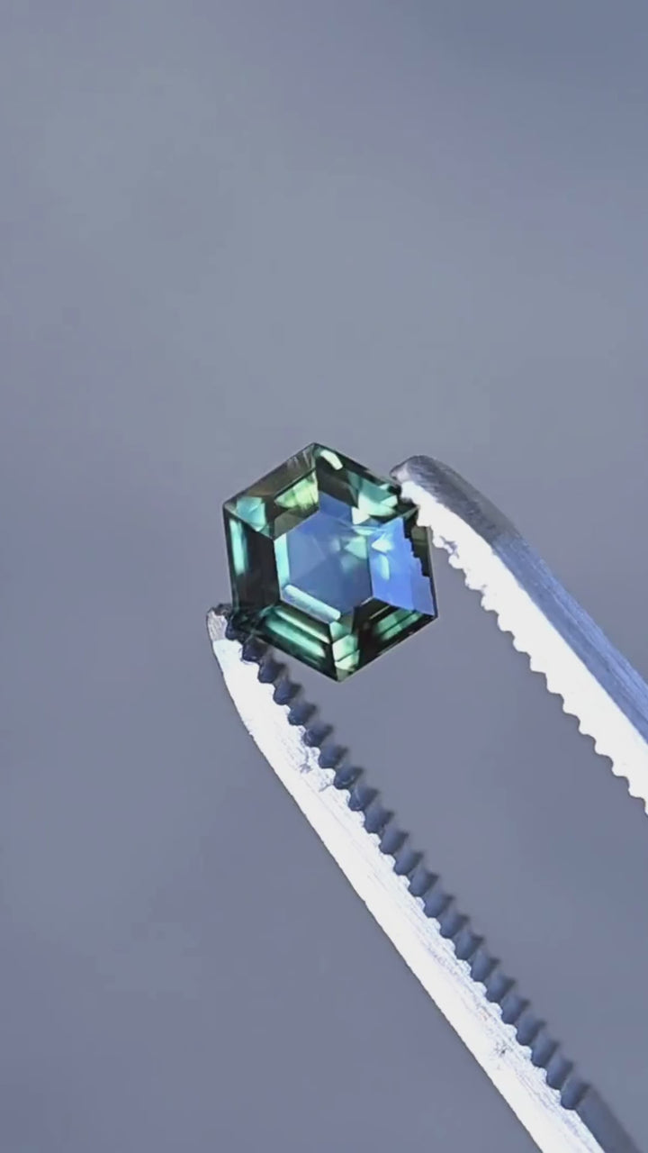 2.06CT Sapphire: Teal Forest Green Custom Hexagonal Step Cut