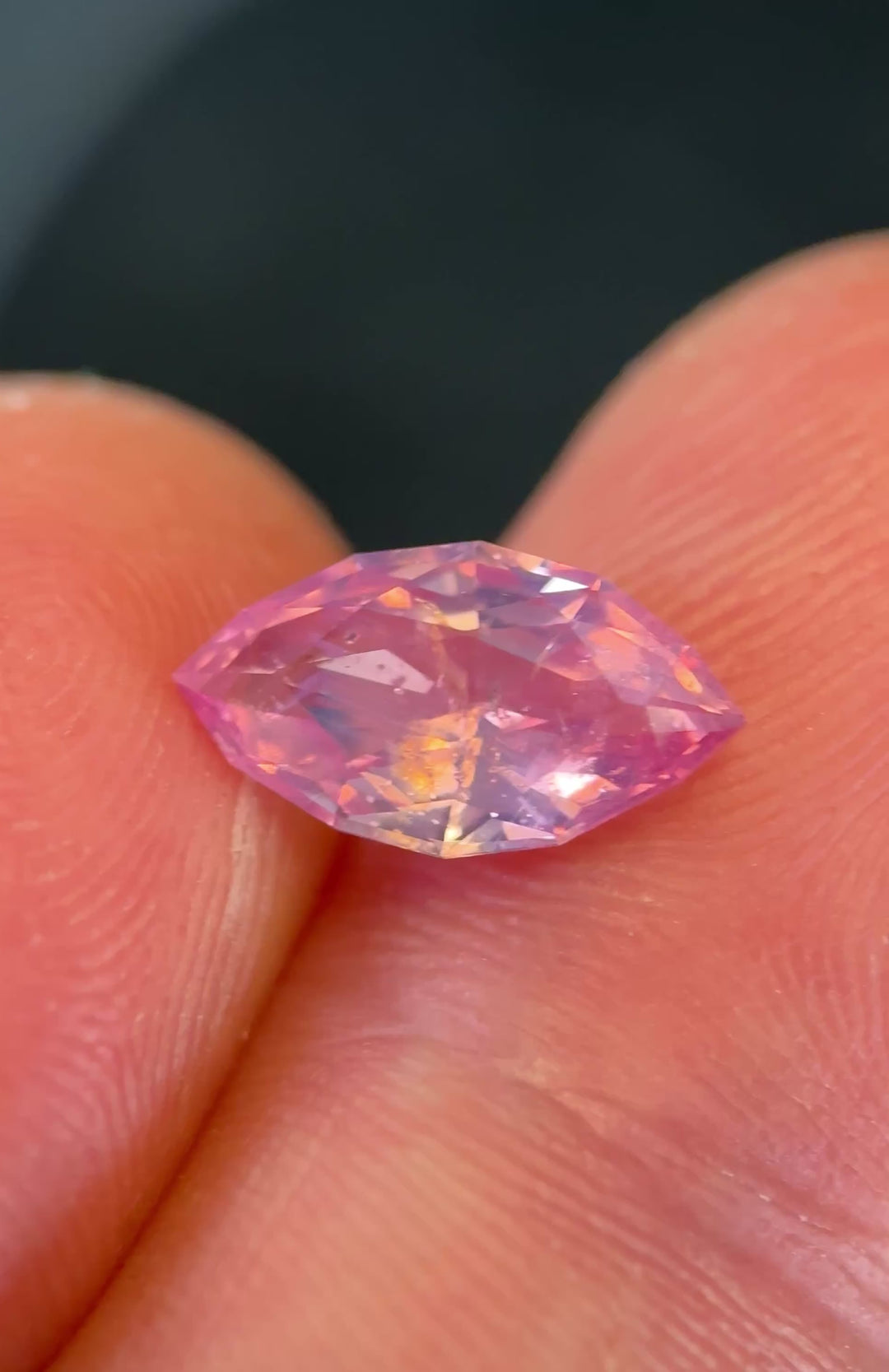 2.00CT Sapphire: Opalescent Padparadscha Precision Custom Marquise Mixed Cut