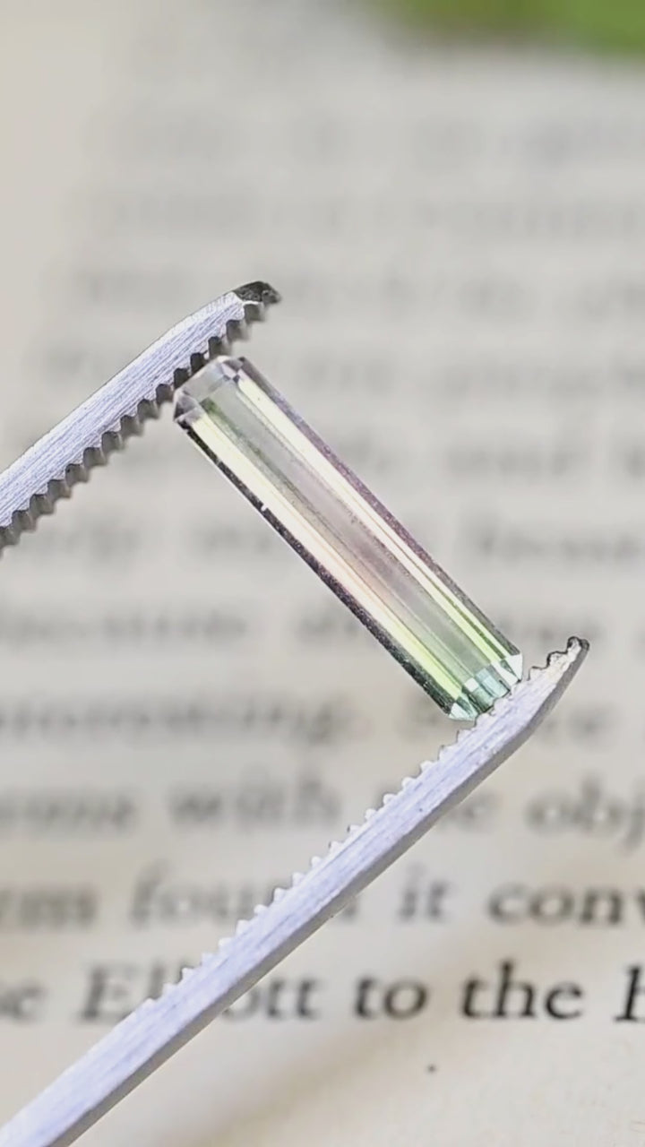 1.58CT Tourmaline: Bi Color Watermelon Pastel Green Pink Precision Elongated Emerald Cut