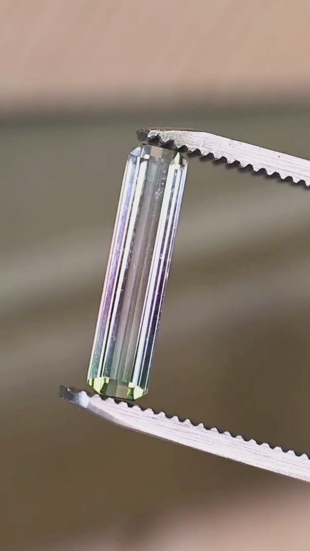 1.57CT Tourmaline: Bi Color Watermelon Pastel Green Pink Precision Elongated Emerald Cut