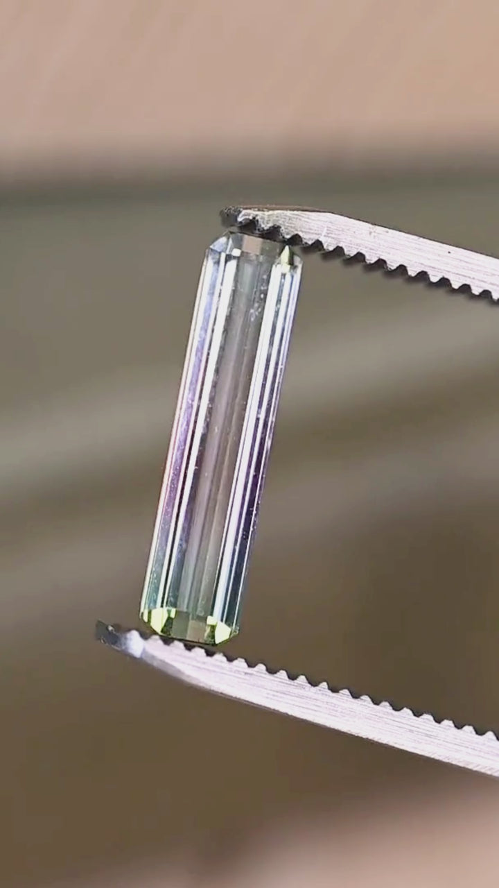 1.57CT Tourmaline: Bi Color Watermelon Pastel Green Pink Precision Elongated Emerald Cut