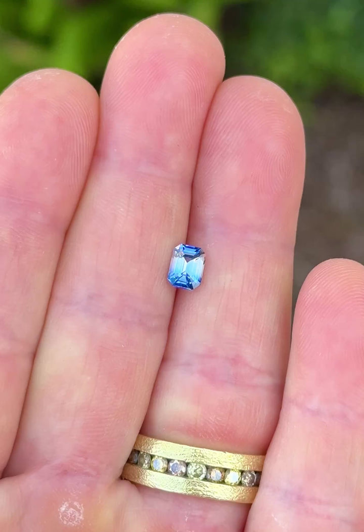 1.04CT Sapphire: Royal Blue And Colorless Parti Emerald Cut