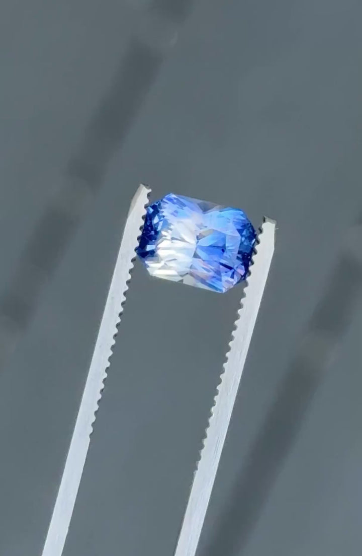 3.05CT Sapphire: Blue And Colorless Parti Precision Custom Radiant Cut