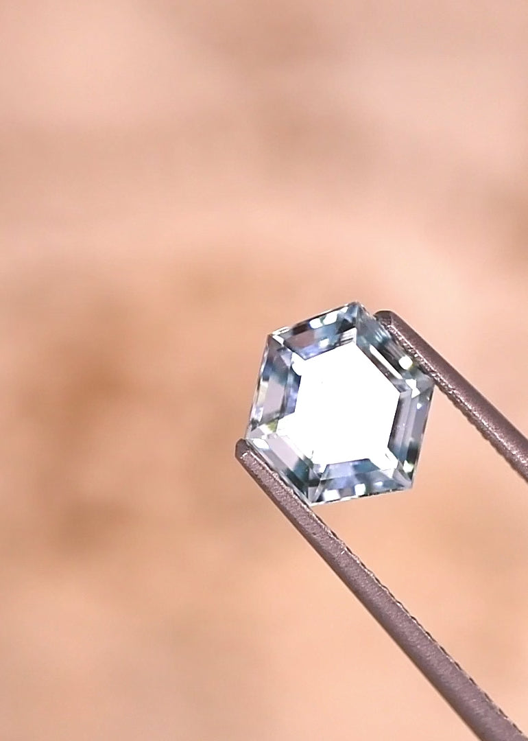1.28CT Aquamarine: Blue Hexagon Step Cut
