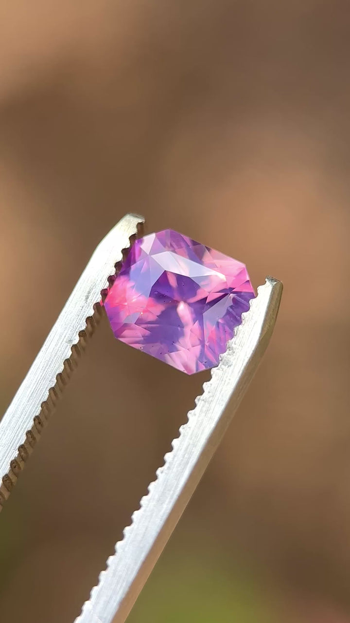 2.00CT Sapphire: Opalescent Purple Pink Parti Custom Radiant Cut