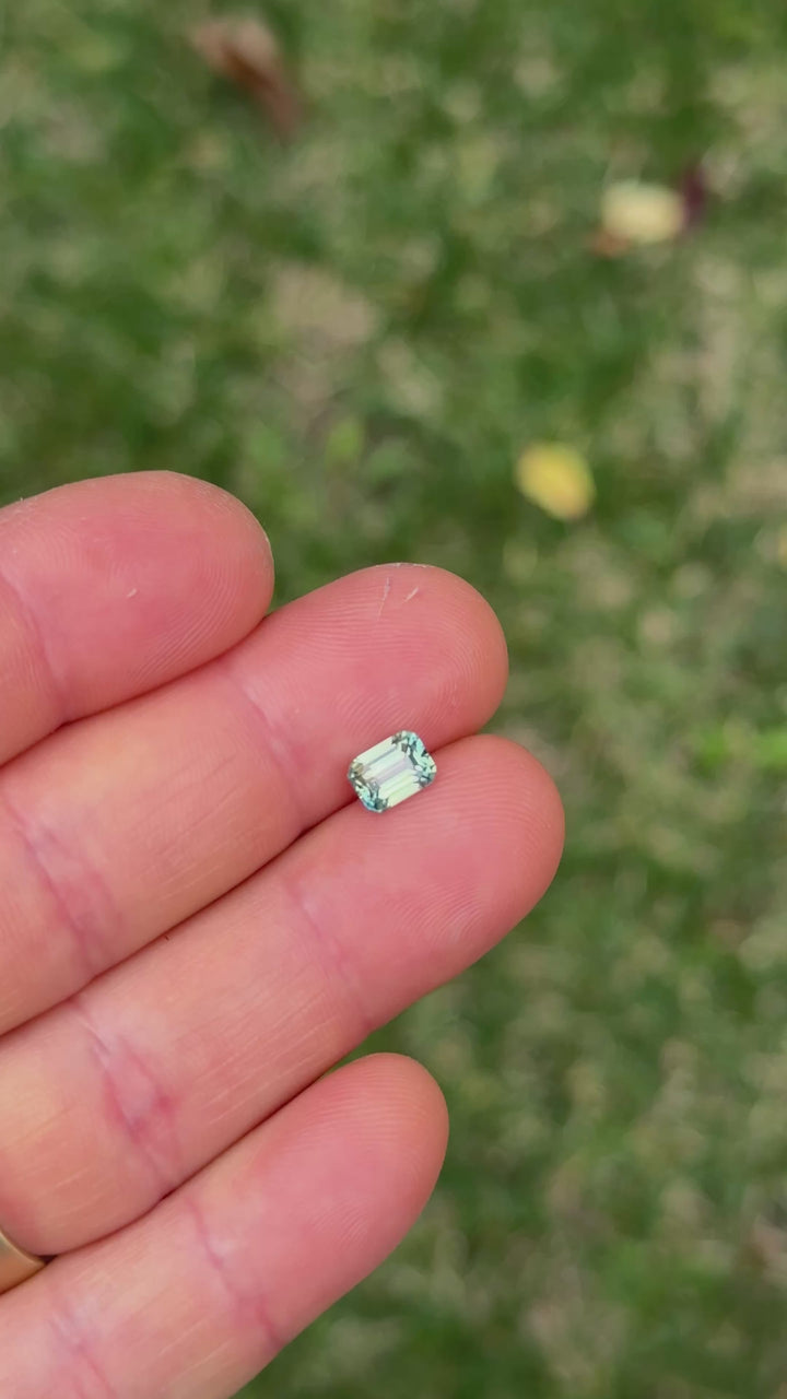 1.52CT Sapphire: Teal Green Emerald Cut