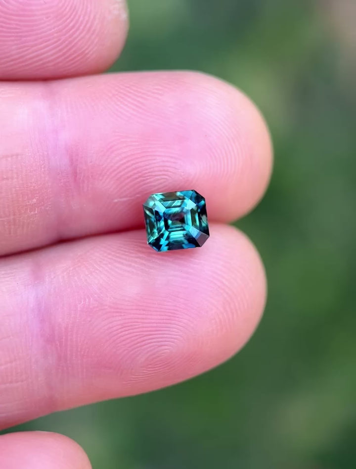 2.11CT Sapphire: Vibrant Peacock Teal Blue Green Precision Squared Emerald Cut