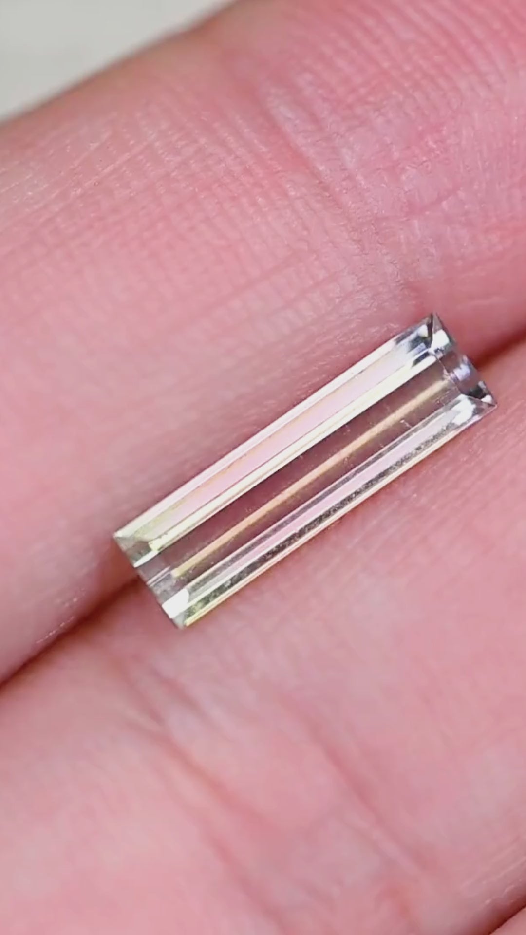 1.46CT Tourmaline: Bi Color Watermelon Pastel Green Pink Precision Elongated Emerald Cut