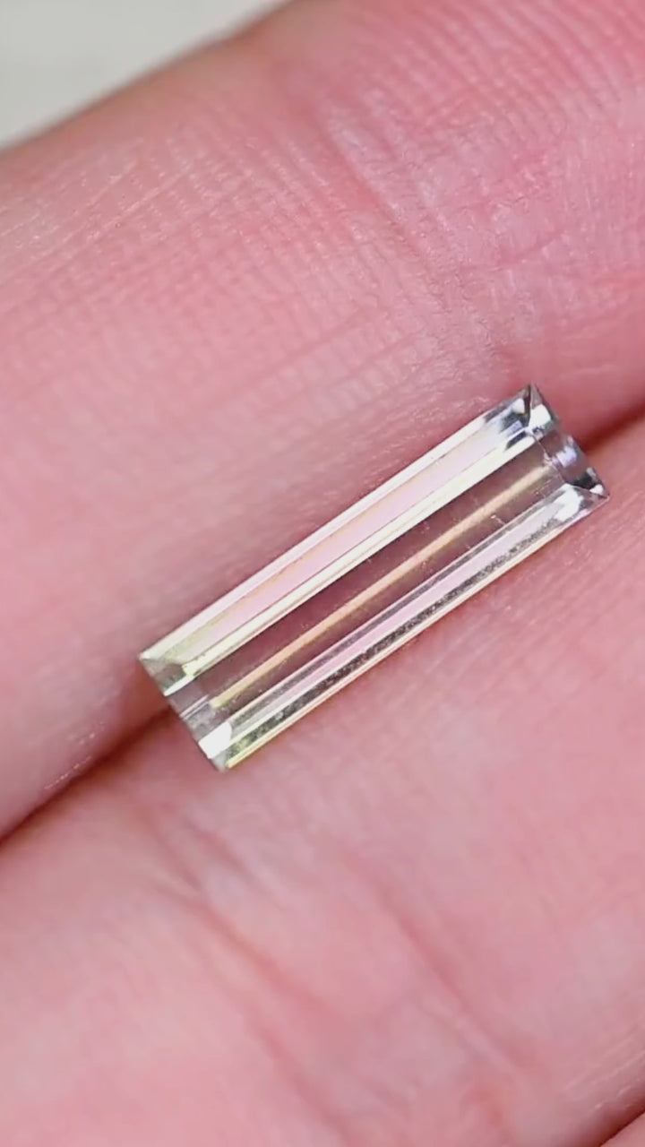 1.46CT Tourmaline: Bi Color Watermelon Pastel Green Pink Precision Elongated Emerald Cut