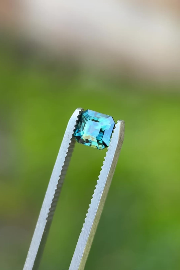2.11CT Sapphire: Vibrant Peacock Teal Blue Green Precision Squared Emerald Cut